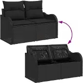 vidaXL Gartensofa-set 8 Stk. Schwarz [Synthetisch]: Poly Rattan