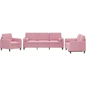 vidaXL 3-tlg. Sofagarnitur mit Kissen Rosa Samt