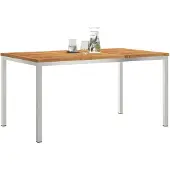vidaXL Esstisch 150x90x75 cm Massives Akazienholz und Edelstahl