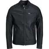 Jack & Jones Lederimitatjacke "JJEROCKY in Kunstlederoptik mit Reißverschlusstaschen" unifarben, modisch, regular fit, Lederimitat