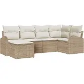 vidaXL Sofa Set 6 stk. Beige und Weiß Poly-Rattan