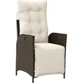 vidaXL Gartensessel mit Fußteil 2 Stk. Verstellbar Braun Poly Rattan
