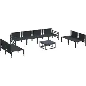 vidaXL Gartensofa-set 9 stk. Schwarz Stahl