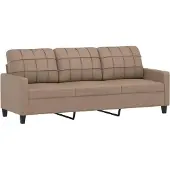 vidaXL 3-tlg. Sofagarnitur mit Kissen Cappuccino-Braun Kunstleder