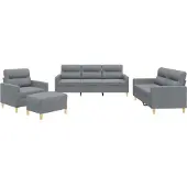 vidaXL 4-tlg. Sofagarnitur mit Kissen Hellgrau Stoff