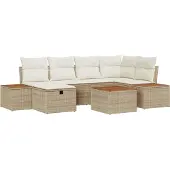 vidaXL Gartensofa-set 7 Stk. Beige Poly-Rattan