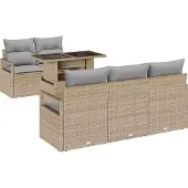 vidaXL Gartensofa-set 6 stk. 5-Sitzanzahl Beige und Hellgrau