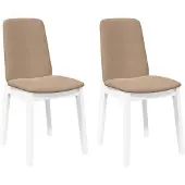 vidaXL Esszimmerstühle mit Kissen 2 Stk. Weiß Massivholz Gummibaum