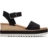 Toms Diana Canvas Wedge Frauen Schwarz Sandalen