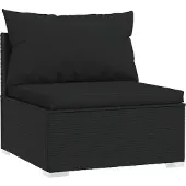 vidaXL 6-tlg. Garten-Lounge-Set mit Kissen Poly Rattan Schwarz