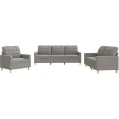 vidaXL 3-tlg. Sofagarnitur mit Kissen Taupe Stoff