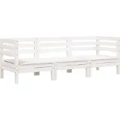 vidaXL Gartensofa 3-Sitzer Weiß Massivholz Kiefer