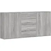 vidaXL Sideboards 3 Stk. Grau Sonoma 60x31x84 cm Holzwerkstoff