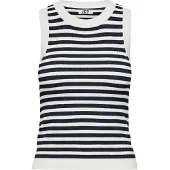JDY Stricktop "JDYAYA TANK TOP KNT", Damen, Gr. L, blau (cloud dancer stripes:sky captain), Feinstrick, Obermaterial: 80% Viskose, 20% Nylon, gestreift, hüftlang, Rundhals, Tops Stricktop