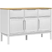 vidaXL Sideboard FLORO Weiß 114x43x74 cm Massivholz Kiefer