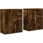 vidaXL Sideboards 2 Stk. Räuchereiche 60x31x70 cm Holzwerkstoff