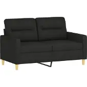 vidaXL 3-tlg. Sofagarnitur mit Kissen Schwarz Stoff