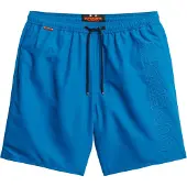Superdry für Herren. M3010246A Premium bestickter Badeanzug 43,2 cm blau (M), Strandbekleidung, Recyceltes Polyester, Nachhaltig