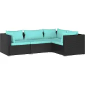 vidaXL 9-tlg. Garten-Lounge-Set mit Kissen Poly Rattan Schwarz