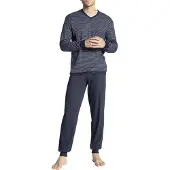 Calida Schlafanzug "Relax Streamline" 2 tlg. mit V-Neck und Bündchen