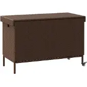 vidaXL Gartentruhe mit Rollen Braun 110x55x73 cm Poly Rattan