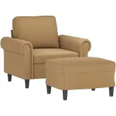 vidaXL Sessel mit Hocker Braun 60 cm Samt