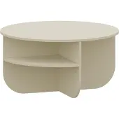 En.casa Couchtisch 'Reykhon' Ø80 x 41 cm Wohnzimmertisch mit Stauraum runde Tischplatte Sandfarben