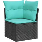 vidaXL 8-teiliges Gartensofa-Set mit Kissen, schwarzes Polyrattan