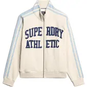 Superdry für Damen. W2012163A Athletic Applq Lose Zip Track Sweatshirt beige (XL), Lässig, Baumwolle