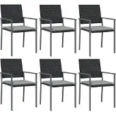 vidaXL 7-tlg. Garten-Essgruppe mit Kissen Poly Rattan und Stahl