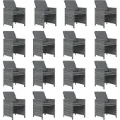 vidaXL 17-tlg. Garten-Essgruppe mit Kissen Grau Poly Rattan