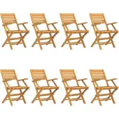 vidaXL Gartenstühle 8 Stk. Klappbar 55x62x90 cm Massivholz Teak