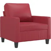 vidaXL Sessel mit Hocker Weinrot 60 cm Kunstleder