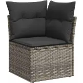 vidaXL 5-tlg. Garten-Sofagarnitur mit Kissen Grau Poly Rattan Akazie