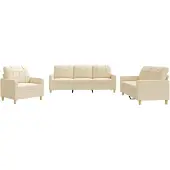 vidaXL 3-tlg. Sofagarnitur mit Kissen Creme Stoff