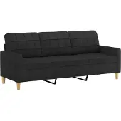 vidaXL 4-tlg. Sofagarnitur mit Kissen Schwarz Stoff