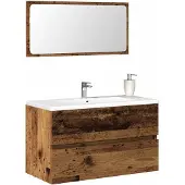 vidaXL Badschrank mit Spiegel Altholz-Optik Holzwerkstoff
