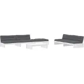 vidaXL 6-tlg. Garten-Lounge-Set mit Kissen Weiß Massivholz