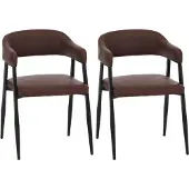 Mendler 2er-Set Esszimmerstuhl MCW-P29, Küchenstuhl Lehnstuhl Polsterstuhl, Industrial Retro Vintage Kunstleder rostrot