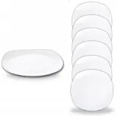 Wilmax Dessertteller 19.5 cm aus Porzellan, Weiß, 6er Set