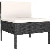 vidaXL Gartenstühle 3 Stk. mit Auflagen Poly Rattan Schwarz