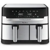 Moulinex Dual Easy Fry EZ905D20, Heißluftfritteuse, 8,3 l, 2 kg, Doppel, Schwarz, Edelstahl, Berührung