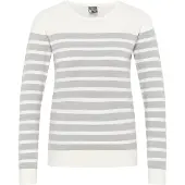 Dreimaster Strickpullover Damen Wollweiss Grau Melange
