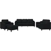 vidaXL 4-tlg. Sofagarnitur mit Kissen Schwarz Stoff