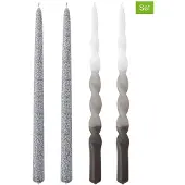 Bloomingville 4er-Set: Stabkerzen ''Frost'' in Grau - 4x 75 g - onesize