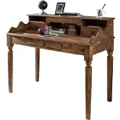 Wohnling Schreibtisch Massivholz Sheesham Sekretär 115 x 100 x 60 cm mit 3 Schubladen Konsolentisch im Landhaus-Stil