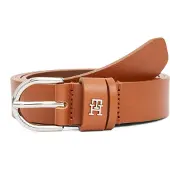 Tommy Hilfiger Ledergürtel "ESSENTIAL EFFORTLESS 2.5 cm breit SILVER" Einfachdornschließe, Metallemblem