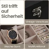 Hobby Hall Uhrenbox mit 8 Fächern, Uhrenkasten aus Massivholz, mit Glasdeckel JOWB35008B01
