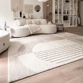 FRAAI Hochflor Teppich - Serene Shapes Creme 80x150 cm