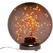 MARELIDA LED Kugel mit Drahtlichterkette - stehend - 100 bernsteinfarbene LED - D: 25cm - f.Außen - rauchgrau